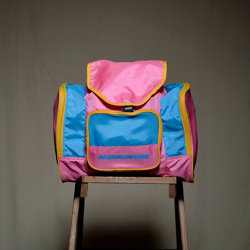 Old Yang - Vintage retro pink and blue bag mountaineering - Backpacks - Polyester Pink