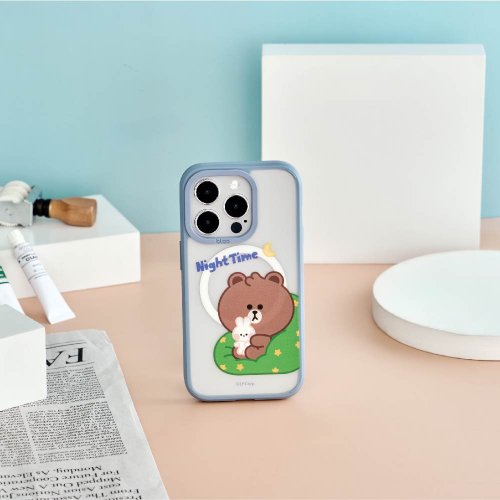 TOYSELECT LINE FRIENDS MINI-熊大的晚安陪伴極光霧透MagSafe iPhone手機殼