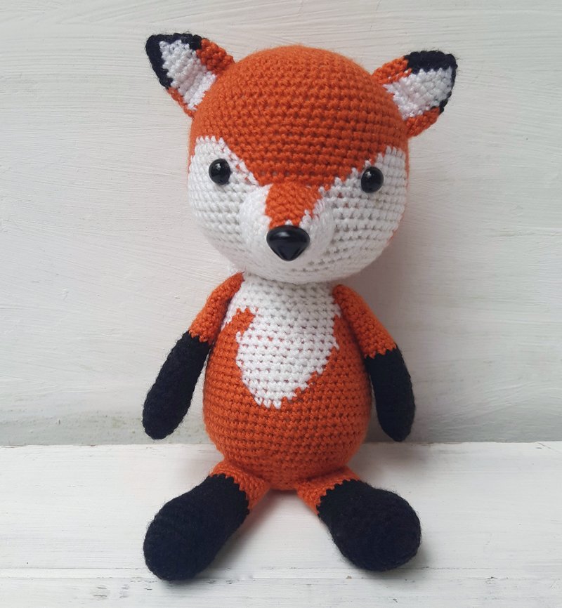 Hand Crochet Mr. Furu The Fox Stuffed Toys Animals Knit Gift Amigurumi - 寶寶/兒童玩具/玩偶 - 壓克力 橘色