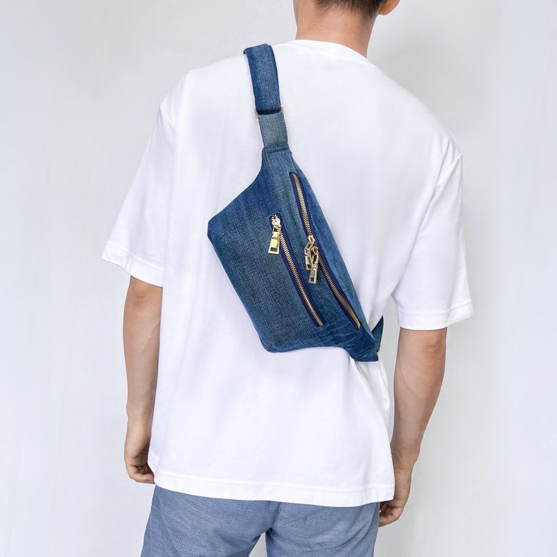 Belt bag-100% upcycled from jeans - Messenger Bags & Sling Bags - Eco-Friendly Materials Blue