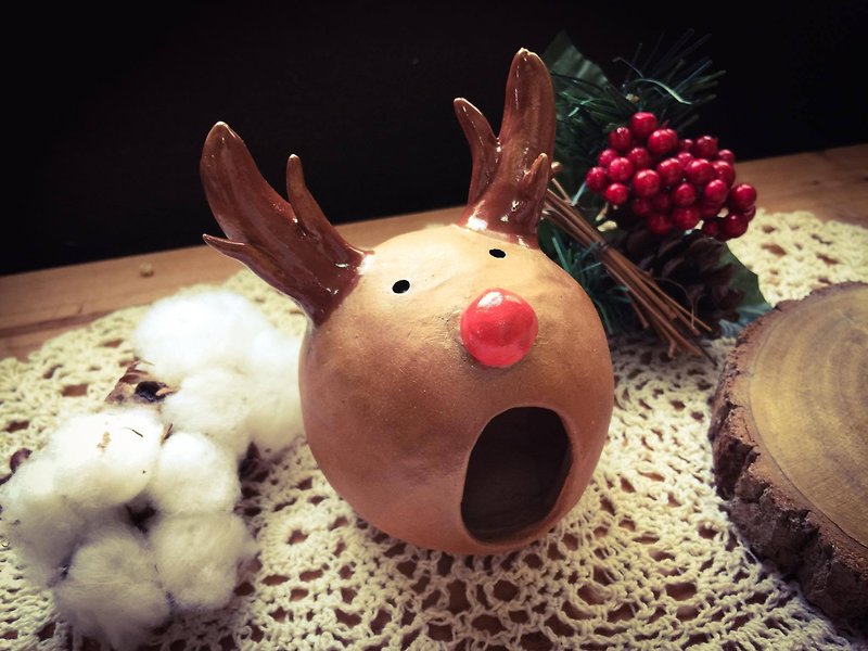 ＋聖誕限定＋聽麋鹿在唱歌暖陶偶 - 裝飾/擺設  - 陶 