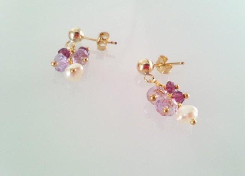 Spring Gem Cocktail ◇ Earrings / Clip-On - Earrings & Clip-ons - Gemstone Pink
