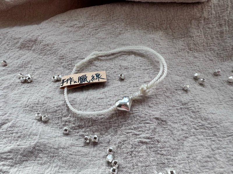 S925 Heart Pure Wax Line Bracelet - สร้อยข้อมือ - เงินแท้ ขาว