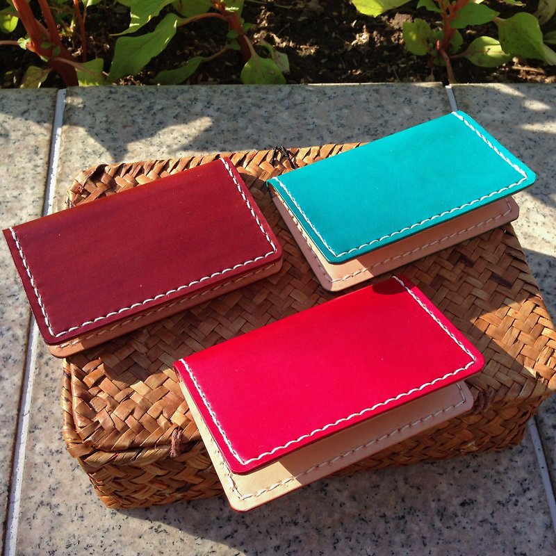 Minimalist card holder/wallet_pure cowhide_plain_can be marked with English name - Wallets - Genuine Leather Multicolor