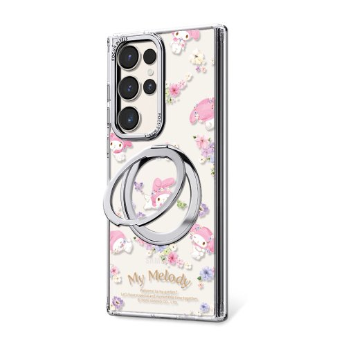 apbs 雅品仕 水晶彩鑽手機殼 三麗鷗 Samsung S25/S24/S23 360旋轉磁吸立架手機殼-花季美樂蒂
