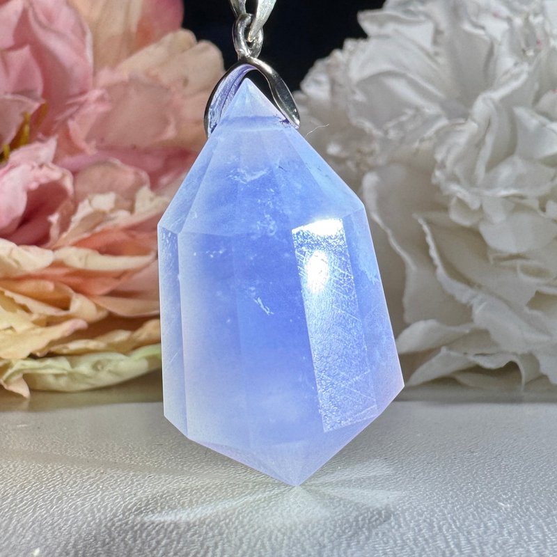 No.128 稀有 藍月光石 沃格爾 Vogel 雙尖 靈擺 項鍊 藍月光 - 項鍊 - 半寶石 多色