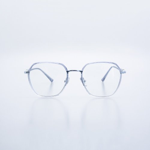 ASLLY Refined Eyewear ASLLY冰露透銀多邊方框濾藍光眼鏡 | 梯形框型設計