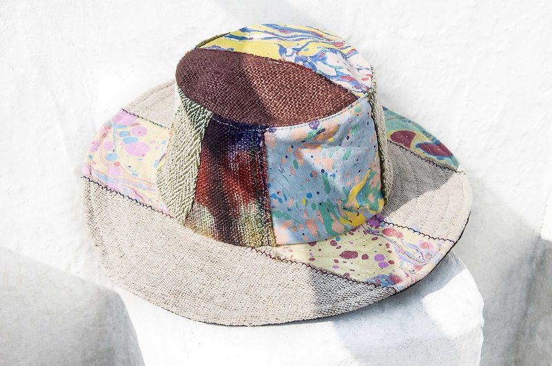 South American wind hand woven cotton and wool cap knit hat fisherman hat sun hat straw hat - ocean travel hat - Hats & Caps - Cotton & Hemp Multicolor
