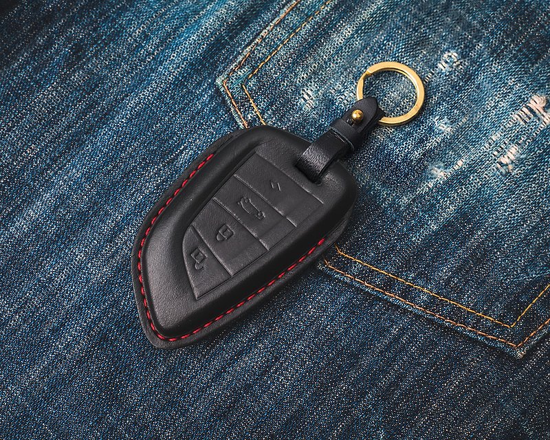 Toyota Supra Toyota GR Bull Demon King car key bag key leather case - ที่ห้อยกุญแจ - หนังแท้ สีดำ