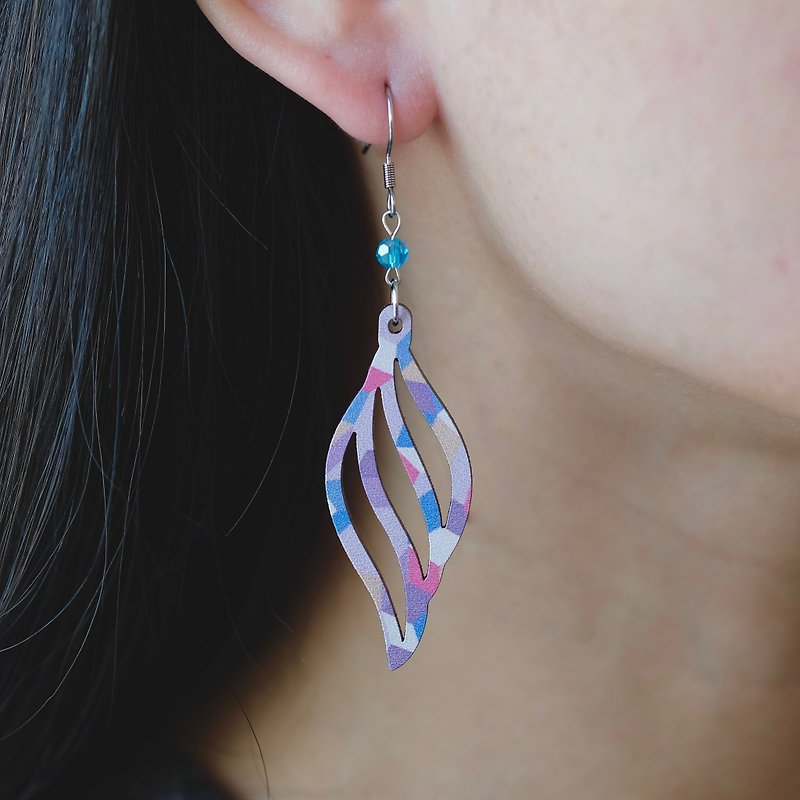 Wood earrings-Spiral Purple - Earrings & Clip-ons - Wood Purple