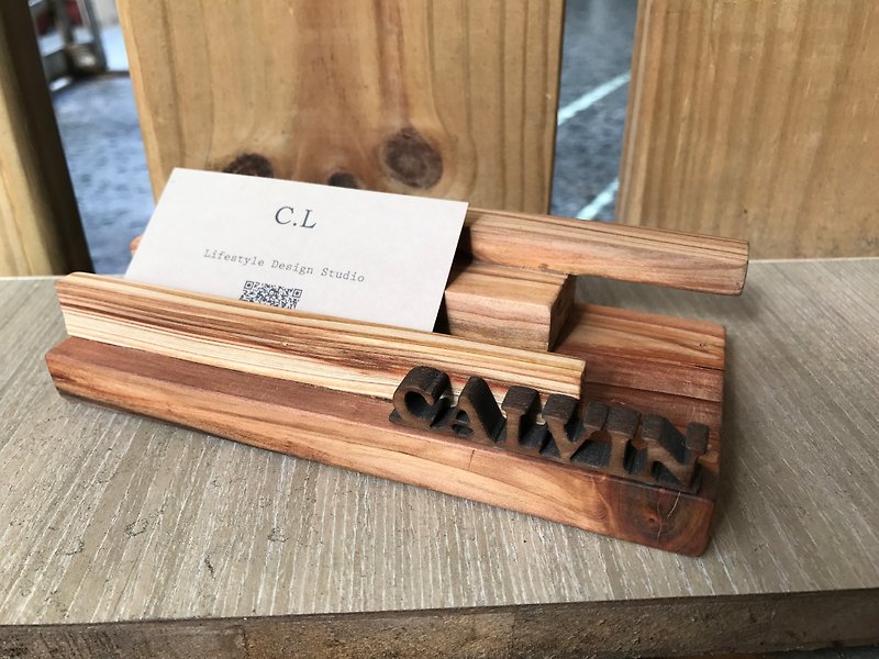 "CL Studio" [modern simple - geometric style wooden mobile phone holder / business card holder] N46 - Card Stands - Wood 