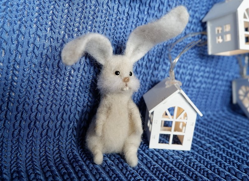 兔子胸针 - 胸針 - 羊毛 白色