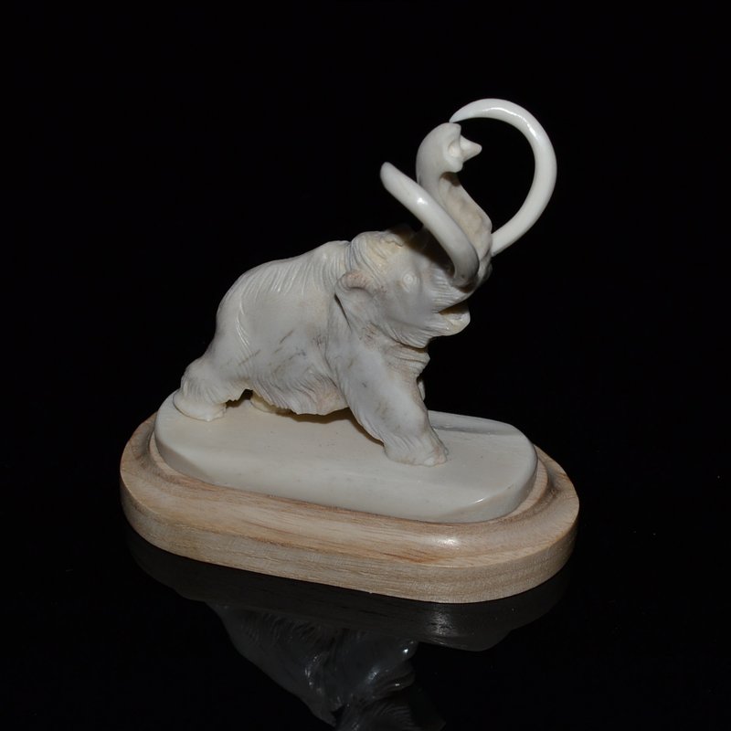 Miniature Statue Mastodon Mammoth Unique Handcrafted Gift - Other Furniture - Other Materials White