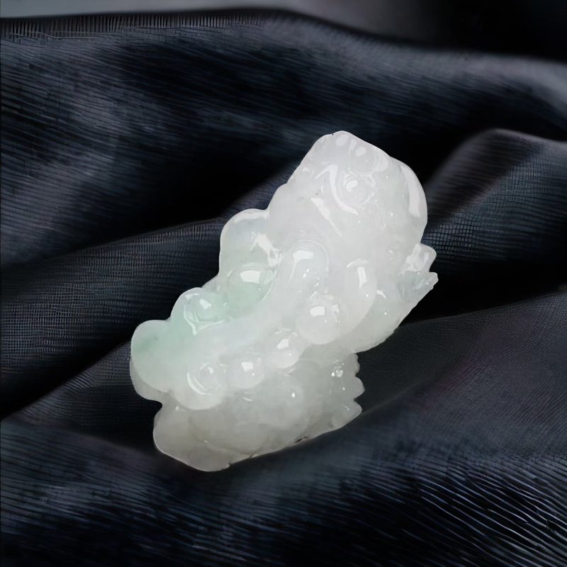 【招財神獸】冰種翡翠貔貅擺飾 | 天然緬甸玉翡翠A貨|送禮 - 其他 - 玉石 綠色