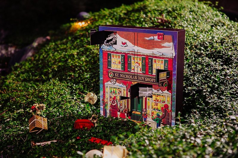 美國經典聖誕倒數盒-玩具屋音樂盒/創造完美聖誕體驗 - 擺飾/家飾品 - 木頭 紅色
