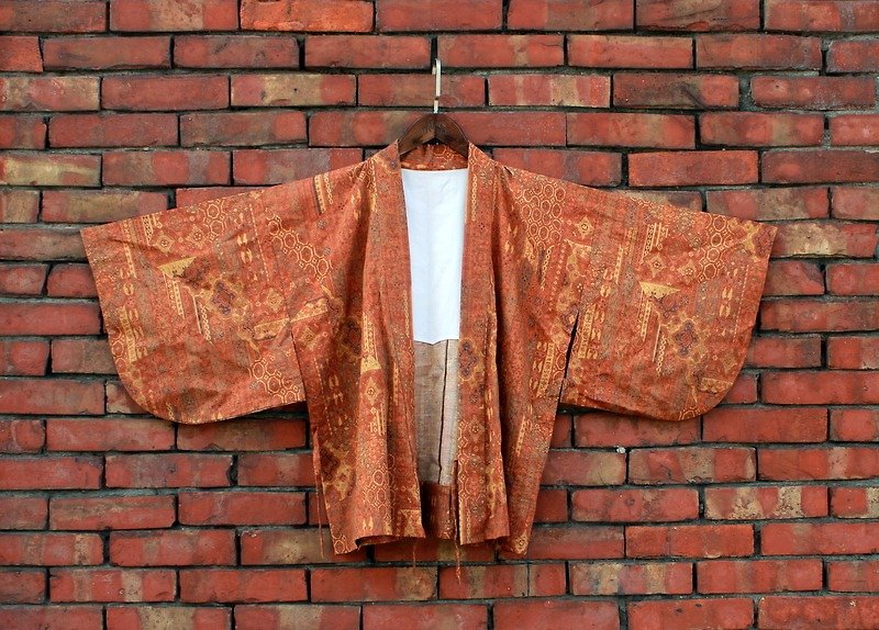 Japanese old classic Japanese kimono coat pattern very flat - Women's Casual & Functional Jackets - Cotton & Hemp Brown