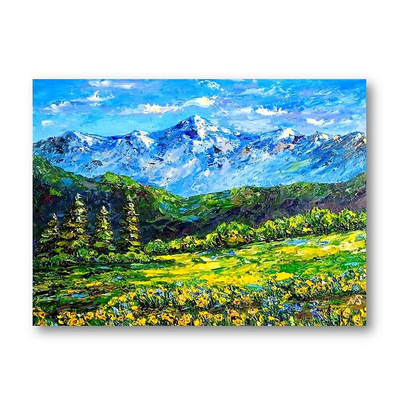 Original Oil Painting Mountaine Colorado Landscape Wall Decor for Living Room - Wall Décor - Other Materials Multicolor