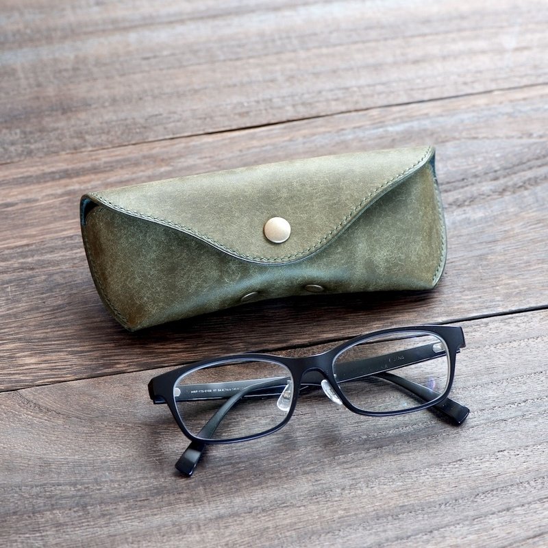 High quality glasses case Pueblo Oliva - กรอบแว่นตา - หนังแท้ สีเขียว