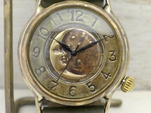 手作り時計 渡辺工房 Hand Craft Watch "Watanabe-KOBO" "CrescentMoon-JB" 36mmBrass(真鍮) 三日月文字盤 アラビア 手作り時計 JUM38CM