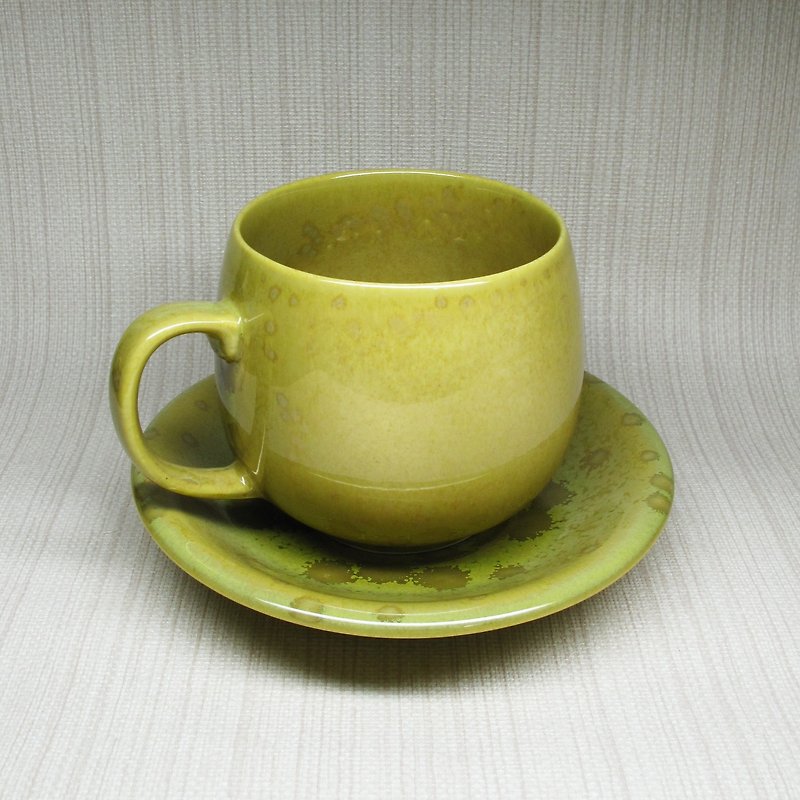 【Crystal Glaze Series】Coffee Cup Set, Pottery Mug (Crystal Yellow) - แก้วมัค/แก้วกาแฟ - เครื่องลายคราม สีเหลือง