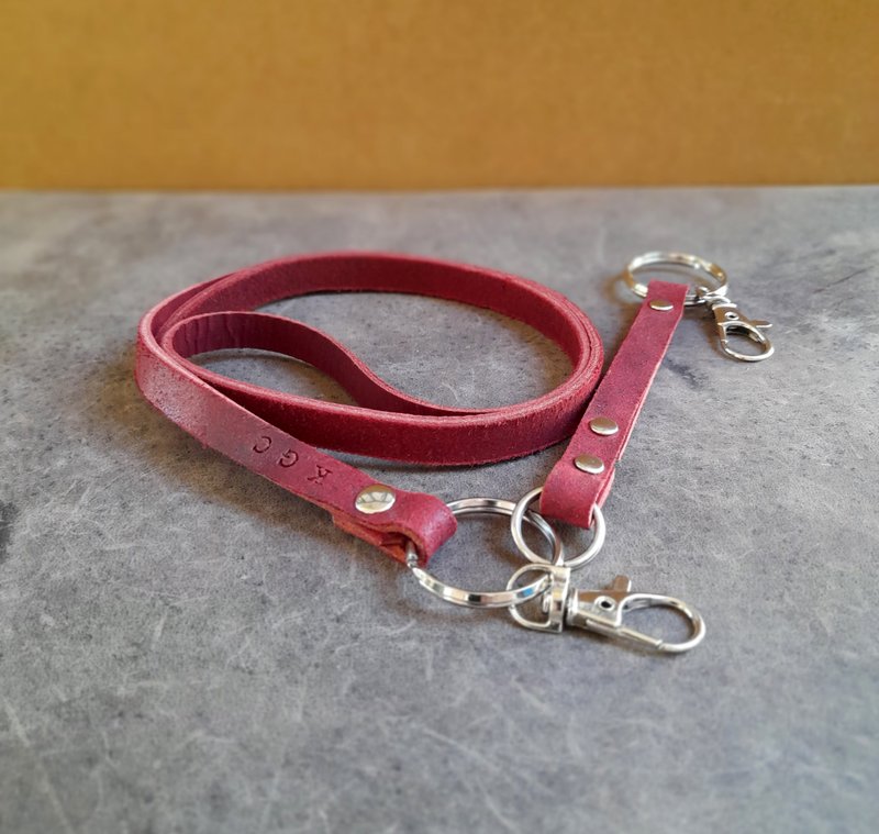 Personalized Leather Lanyard with Removable Extension, ID/Badge Holder Necklace - 證件套/識別證套 - 真皮 黑色