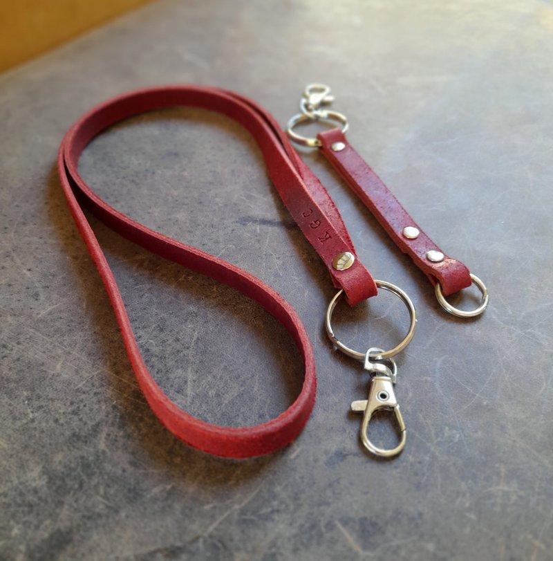 Personalized Leather Neck Lanyard, Removable Extension, ID/Badge Holder Necklace - 手機掛繩/背帶 - 真皮 黑色