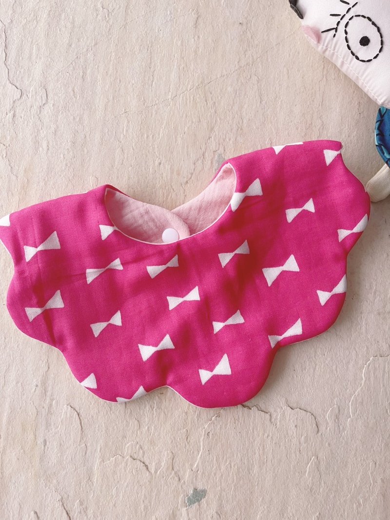 三色蝴蝶結。純棉六層紗花瓣圍兜/可雙面用 - 圍兜/口水巾 - 棉．麻 多色