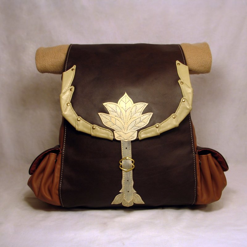 Leather Hobbit's Backpack (inspired Bilbo Baggins) / LARP equipment / LOTR - Backpacks - Genuine Leather Brown