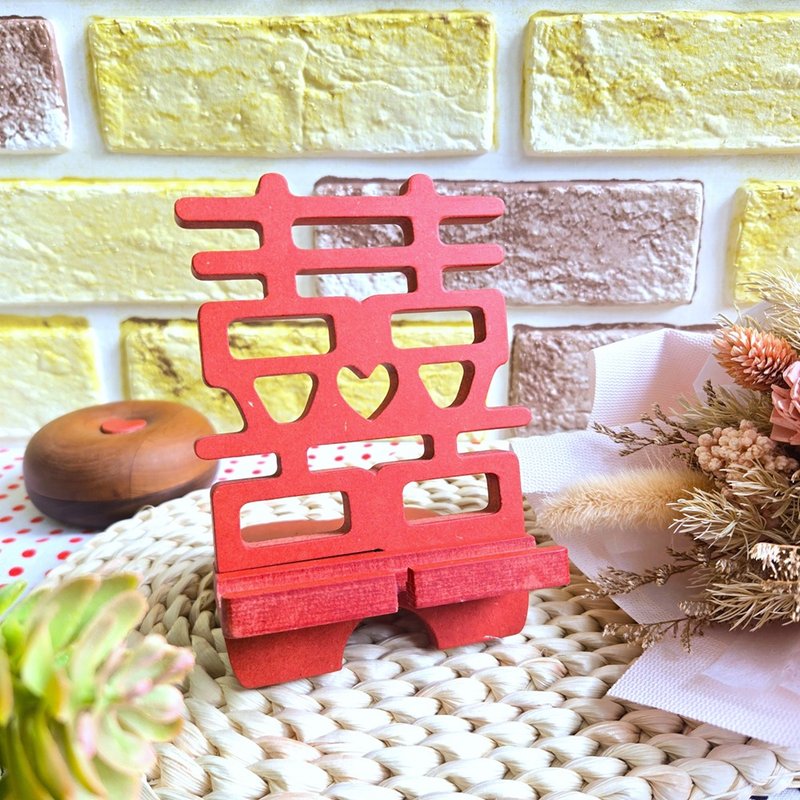 結婚入厝囍字手機座/名片架 wedding 【客製化婚禮小物】 - 手機/平板支架 - 其他材質 紅色
