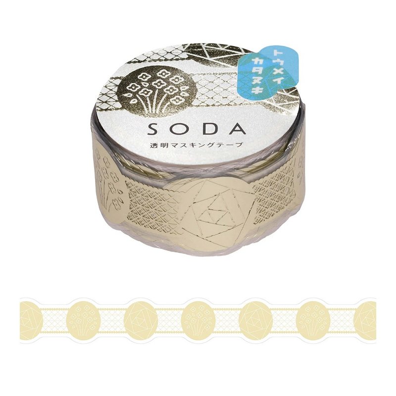 【KING JIM】HITOTOKI SODA Transparent PET Roll Tape 20MM Gold Foil Rolled Style Gift - มาสกิ้งเทป - วัสดุอื่นๆ สีทอง