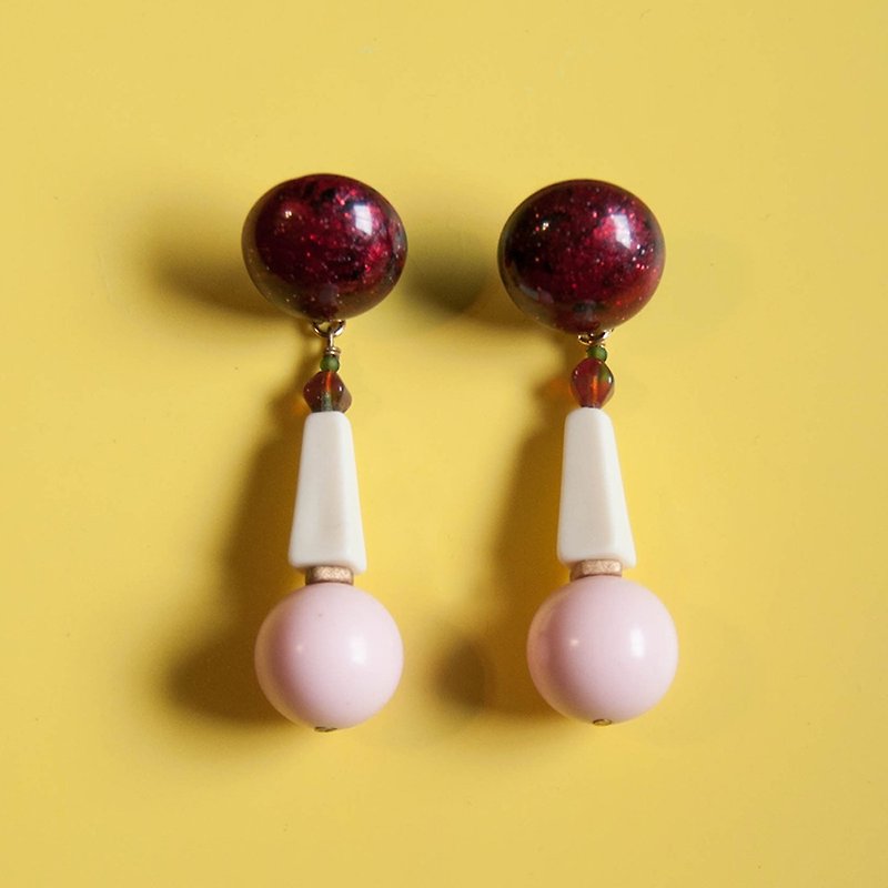 Strawberry Cream Cake Earrings - Earrings & Clip-ons - Acrylic Pink