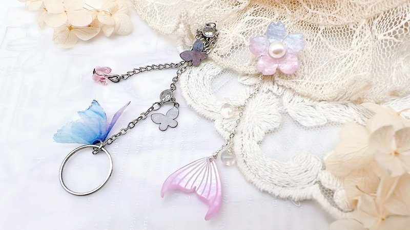 | Fish and flower fall in love and dream of butterflies | Earrings can be customized, ear pins and Clip-On can be made unique - ต่างหู - วัสดุอื่นๆ หลากหลายสี