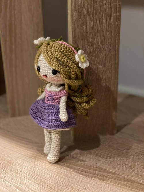  Handmade Crochet Doll Amigurumi Doll Rapunzel Princess Doll  Yarn Cloudy Hair Pincess Doll in Tangled Crochet Woolen Doll Wool Doll Gift  Stuffed Toys Plush Toys for Girls & Boys 9'' 