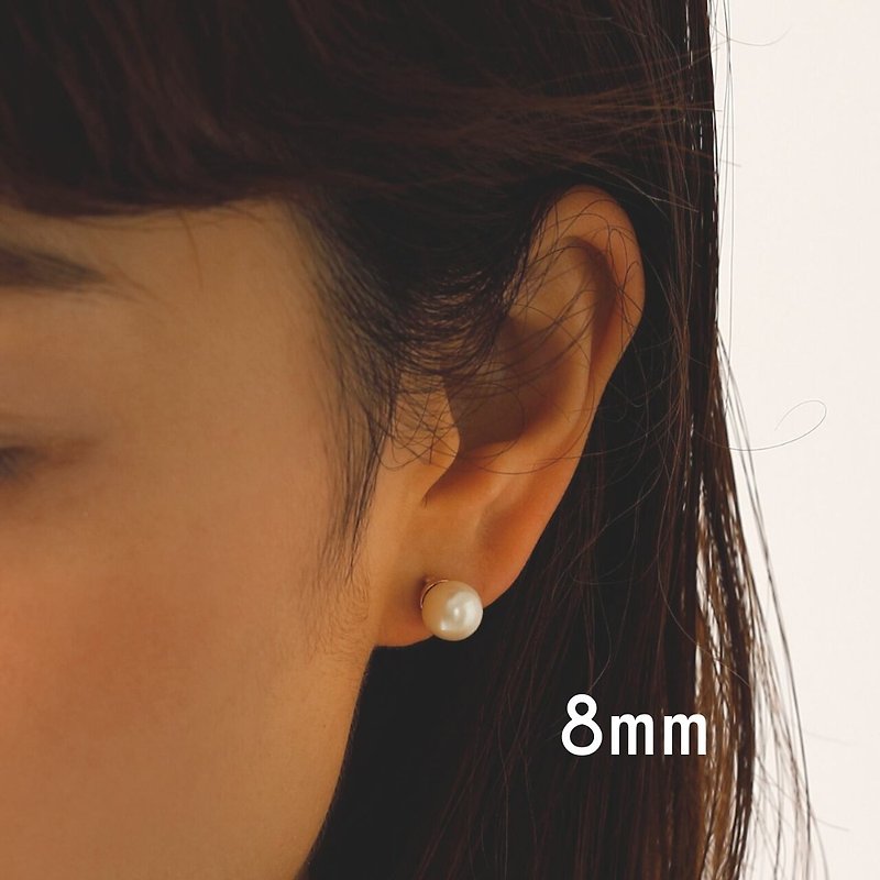 kiska pearl - 8mm pearl loop fit Clip-On - ต่างหู - โลหะ สีทอง