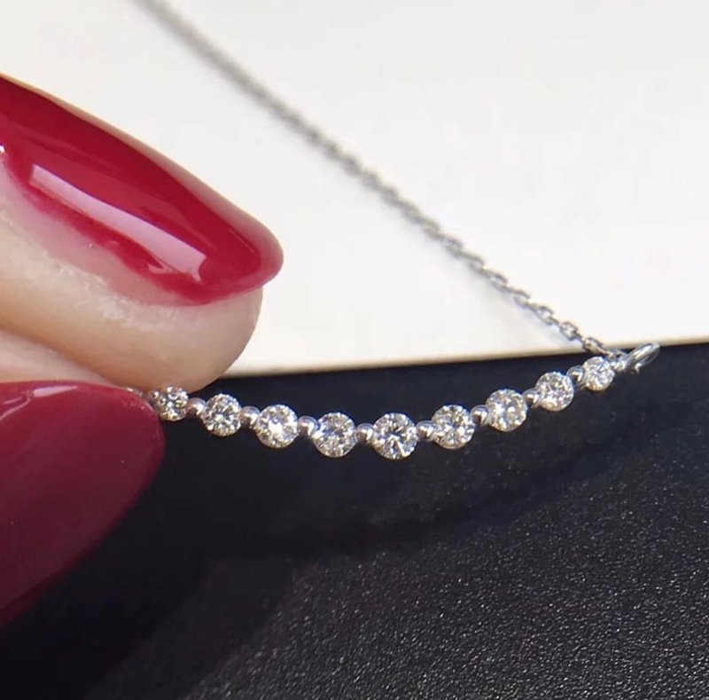 Double 11 Double 11 Made in Japan 18K Smile Real Diamond Necklace 10 Minutes 20 Minutes Hot Sale - สร้อยคอ - เครื่องประดับ สีเงิน