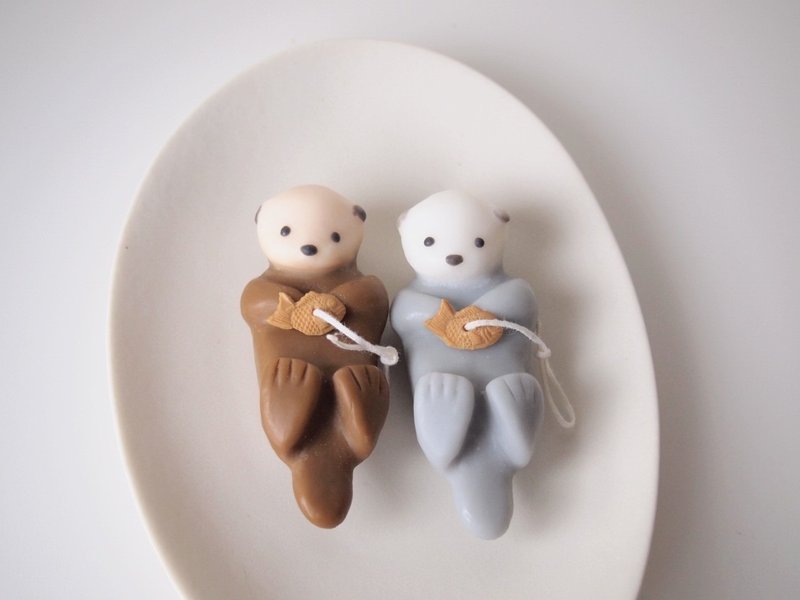 Sea Otter Candle(Taiyaki) - เทียน/เชิงเทียน - วัสดุอื่นๆ ขาว