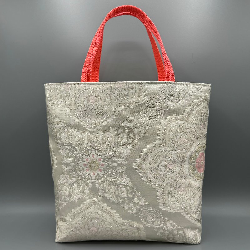 Kimono Obi Obijime Remake Tote bag - กระเป๋าถือ - ผ้าไหม ขาว
