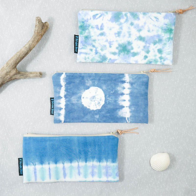 海洋系列 手染筆袋 鈔票袋 - 鉛筆盒/筆袋 - 棉．麻 藍色