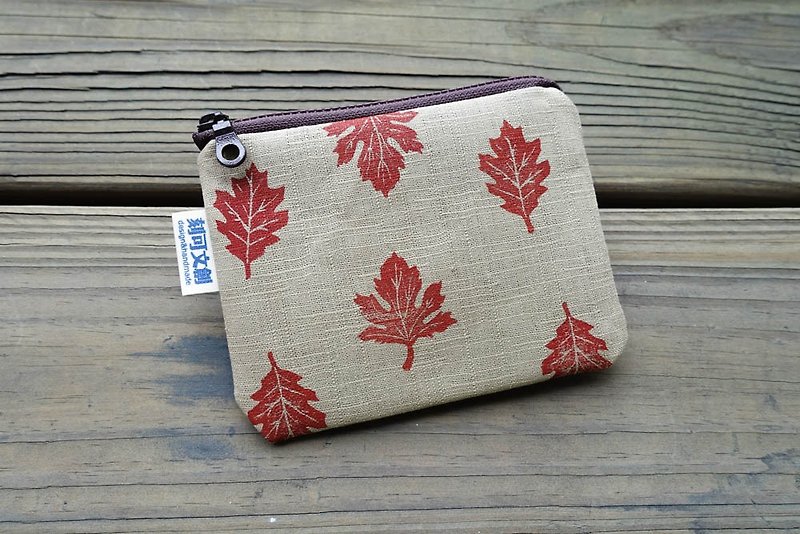 //Any coin purse/The beauty of the four seasons//Autumn leaves - Coin Purses - Cotton & Hemp Brown