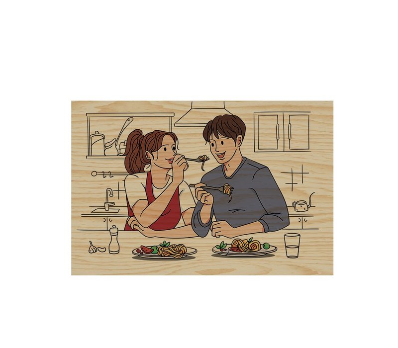 療癒系情侶無框木板畫 - 擺飾/家飾品 - 木頭 