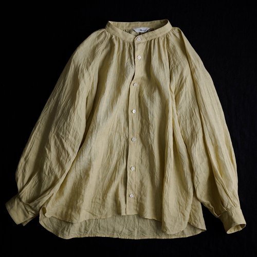 wafu】 雅亜麻 linen shirt リネンシャツ 薄地 60番手 ハンドワッシャー / 金糸雀色(かなりあいろ) t034a-kou1 -  ショップ 【wafu】linen clothing トップス - Pinkoi