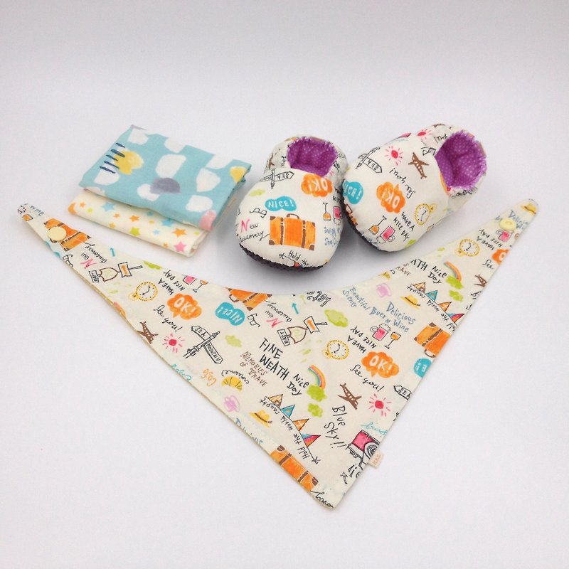 HBS Limited Graffiti Baby Gift Box - Travel Portrait (Solomon Shoes, Handkerchief, Scarf) - Baby Gift Sets - Cotton & Hemp Multicolor