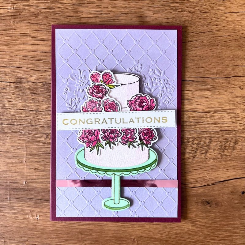 CONGRATULATIONS 蛋糕 石楠色 慶祝 派對 賀卡 結婚卡 生日卡 - 卡片/明信片 - 紙 紫色