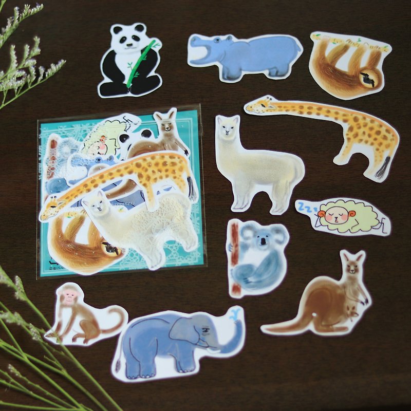 Zoo Illustration / Sticker Pack - สติกเกอร์ - กระดาษ หลากหลายสี