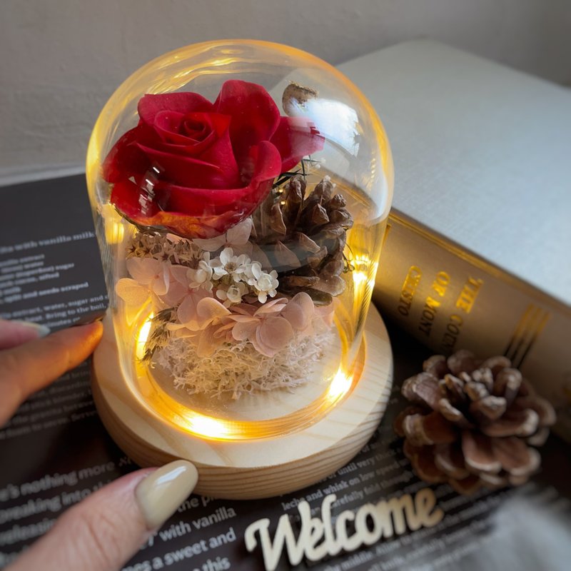 Love starts from meeting a rose, eternal rose glass cover, Valentine's Day gift, birthday gift, graduation gift - Dried Flowers & Bouquets - Plants & Flowers Multicolor