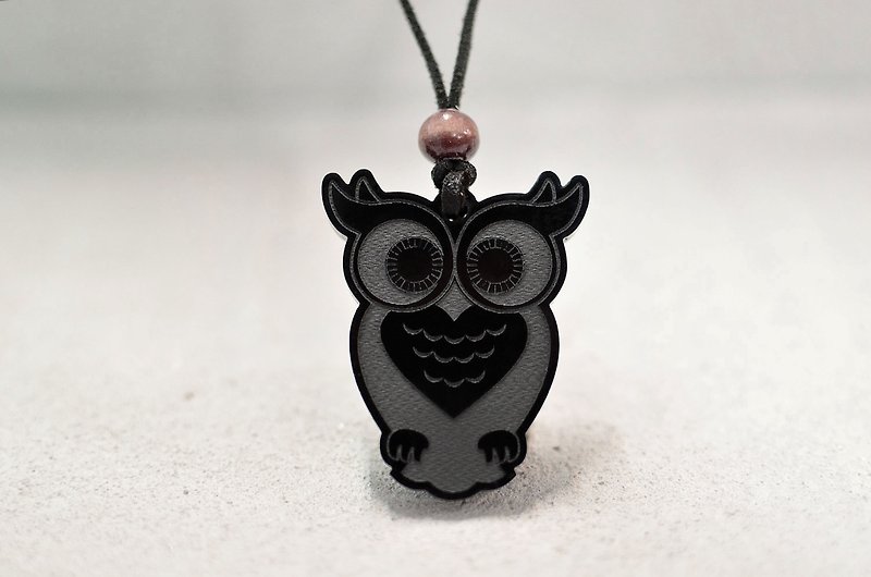Owl - Acrylic Necklace - สร้อยคอ - อะคริลิค สีดำ