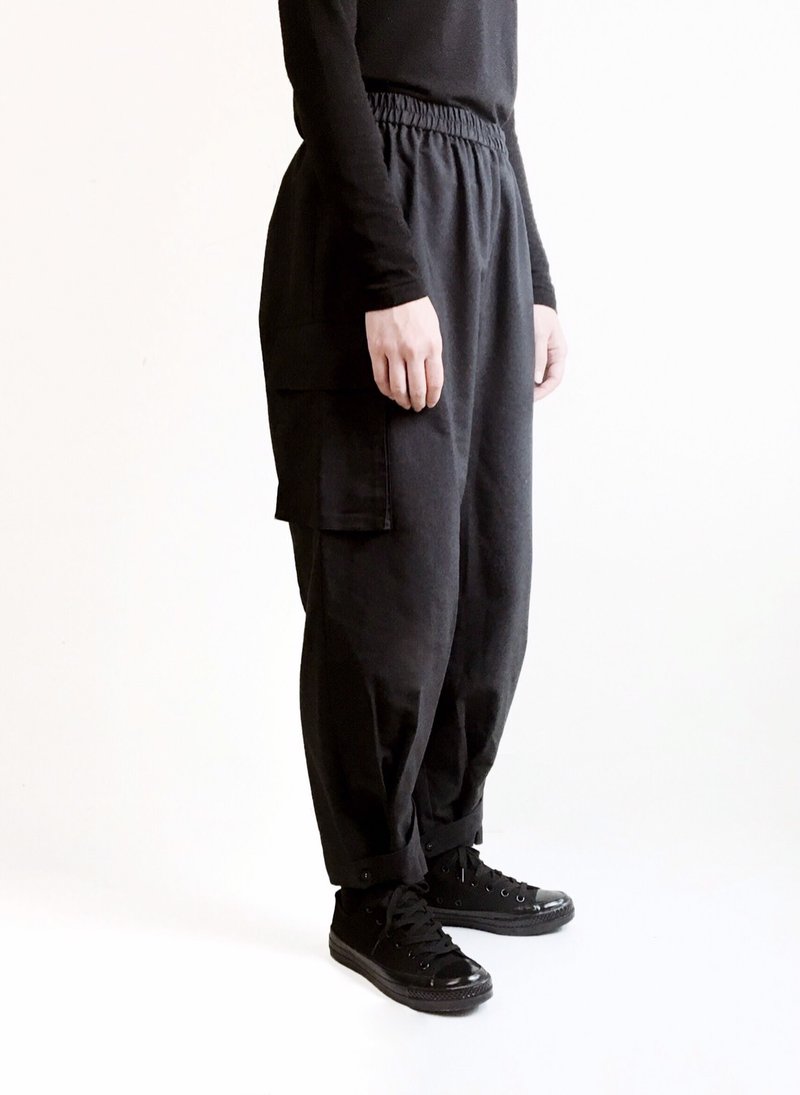 Nippon Light Plain Weave Drawstring Pants (Black) Organic Cotton & Recycle - Unisex Pants - Cotton & Hemp Black