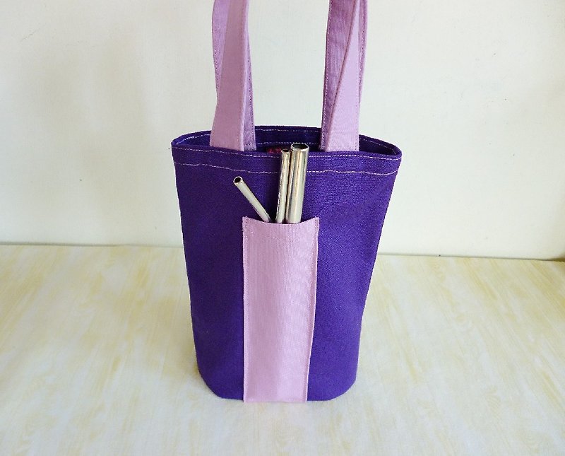 Violet plain green universal canvas bag ice tyrant cup bag Mason bag - Handbags & Totes - Cotton & Hemp Purple