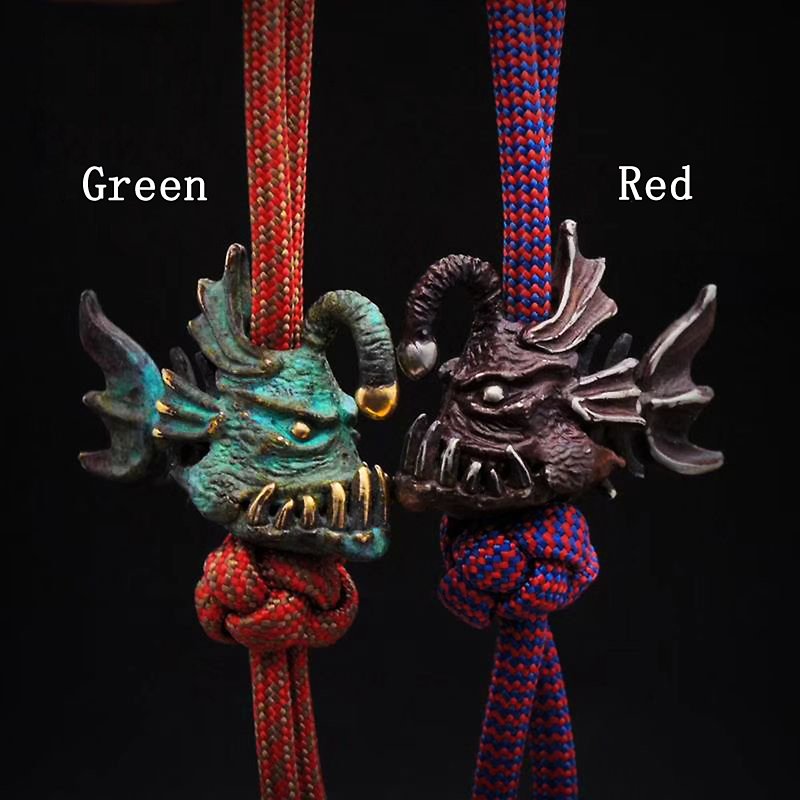 Paracord bead Movable Lantern Fish Anglerfish knife bead-lanyard bead-EDC bead - Keychains - Copper & Brass Brown