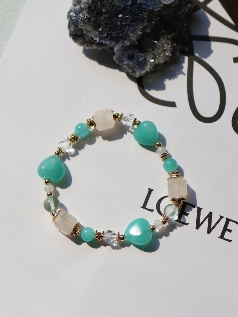 Mint soda pop. Stone love white ghost sugar Stone 14K gold-filled crystal bracelet - Bracelets - Crystal Blue